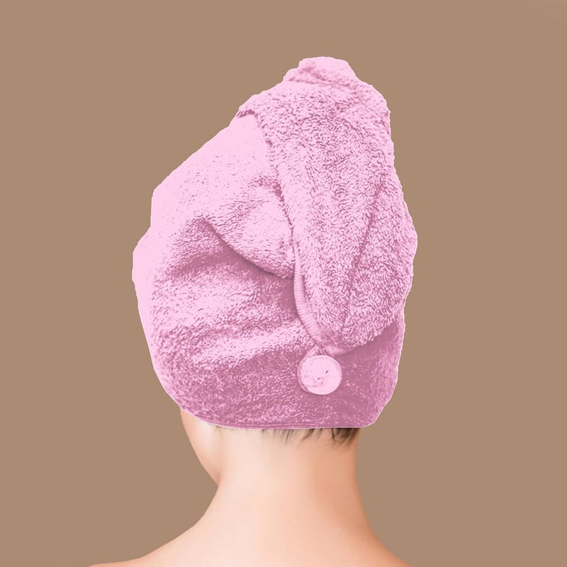 Siesta Zen Premium Quality 100% Pure Combed Cotton Hair Towel - Pink - Image 3